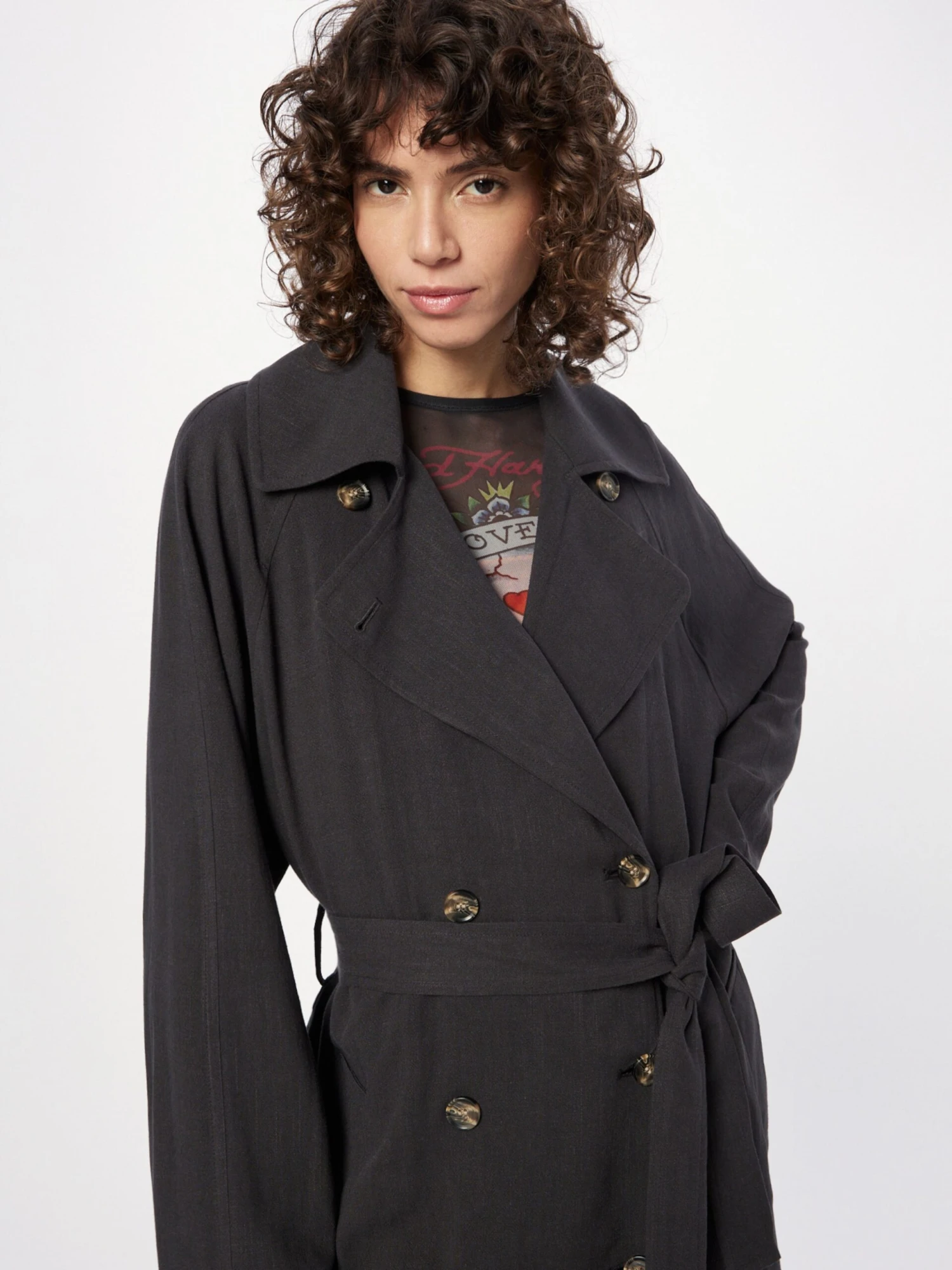 WEEKDAY Trenchcoats Zomerjas Julie Dames Antraciet - Afbeelding 2