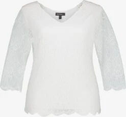 Ulla Popken Shirts Met 3/4 Mouw Shirt Dames Offwhite