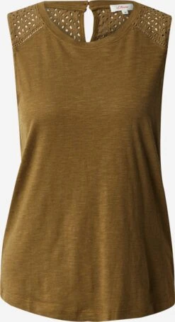 S.Oliver Mouwloze Shirts Top Dames Olijfgroen