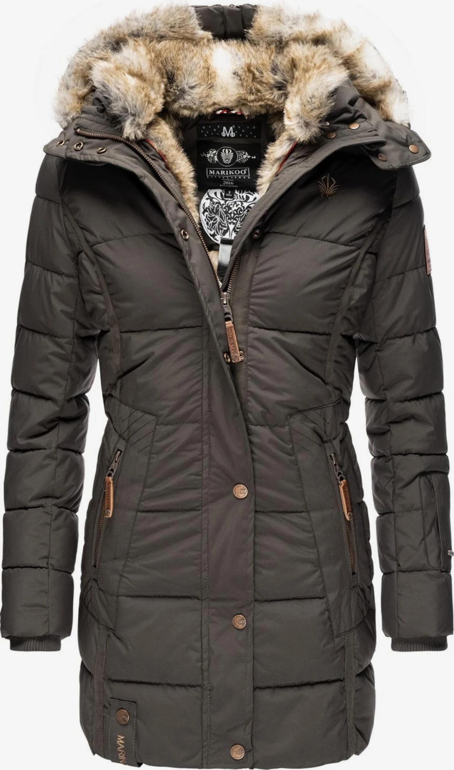 Marikoo Korte Mantels Wintermantel Dames Basaltgrijs