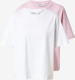 WEEKDAY T-shirts Shirt Dames Rosa / Wit