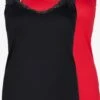 Zizzi Kanten Tops Top Dames Rood / Zwart
