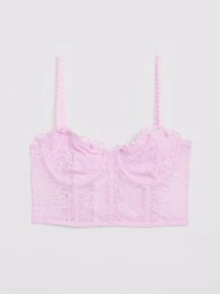 NA-KD Kanten Tops Top Dames Roze