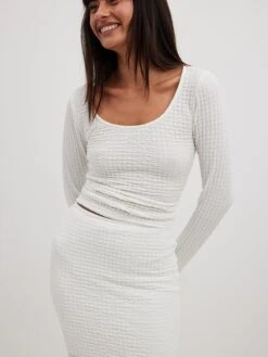 NA-KD Longsleeves Shirt Dames Wit