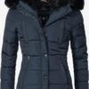 Marikoo Winterjassen Winterjas Lotusblüte Dames Donkerblauw