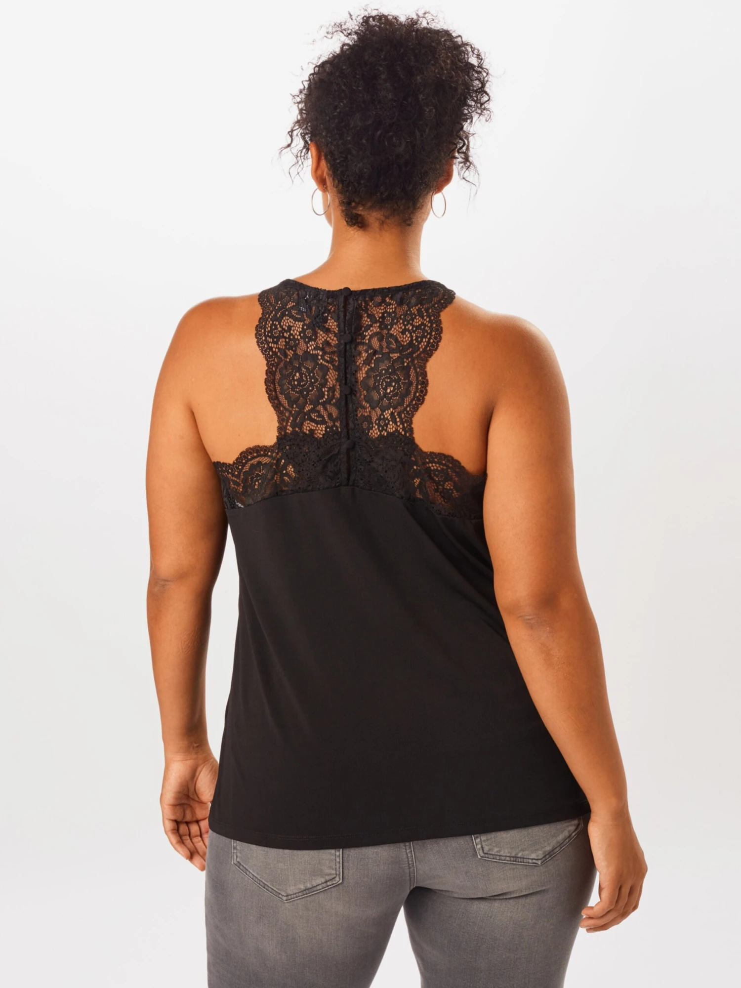 Vero Moda Curve Kanten Tops Top Ana Dames Zwart - Afbeelding 3