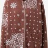 Edikted Sweatvesten Sweatvest Bandana Dames Chocoladebruin