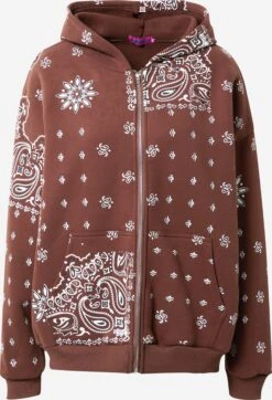 Edikted Sweatvesten Sweatvest Bandana Dames Chocoladebruin