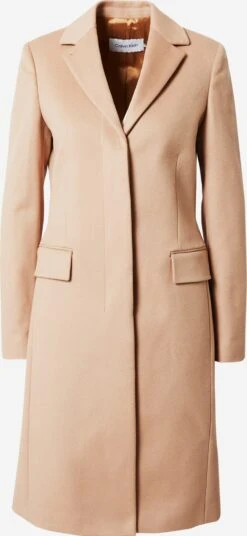 Calvin Klein Wollen Mantels Tussenmantel Dames Nude