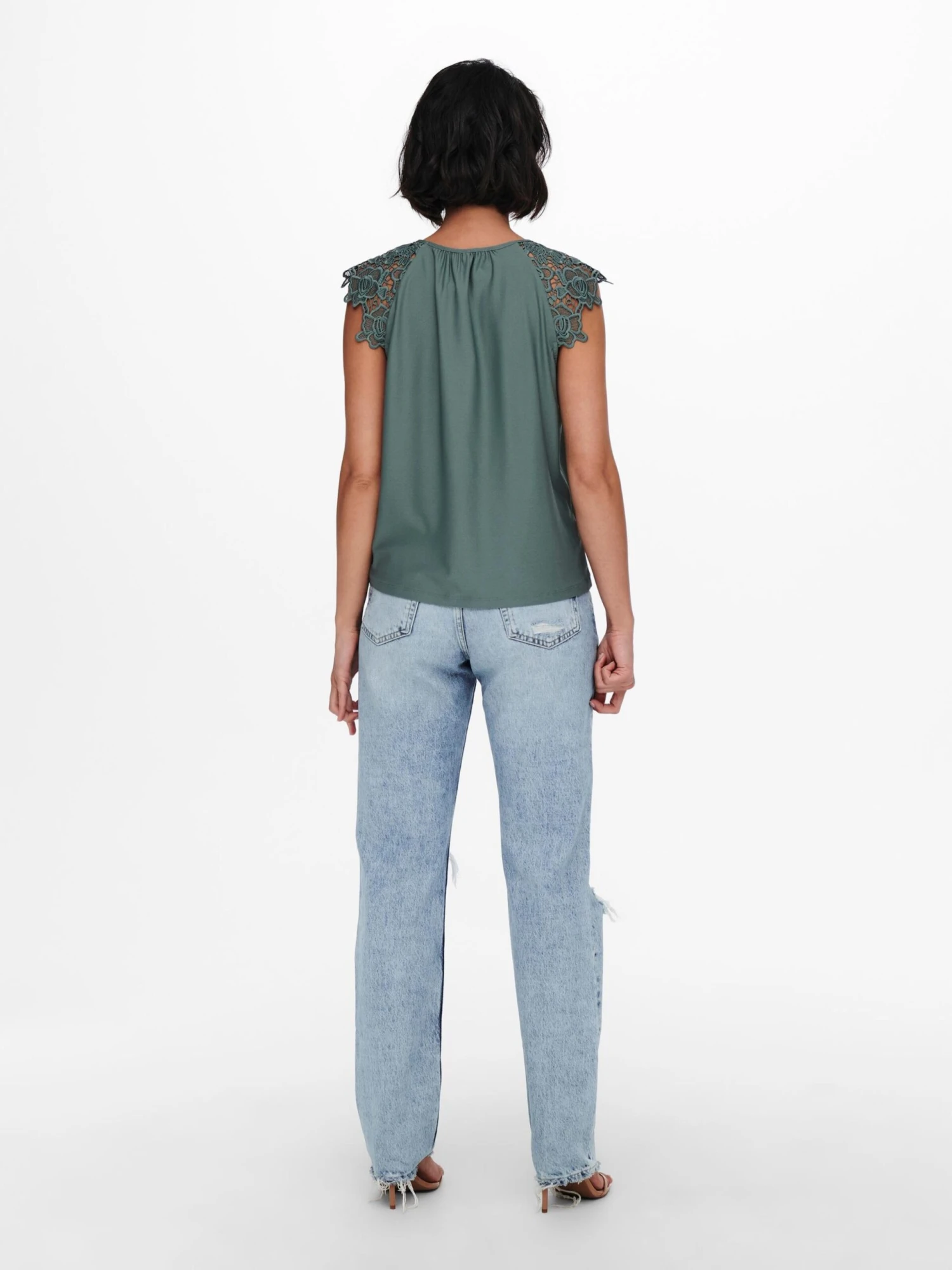 ONLY Kanten Tops Top Silja Dames Donkergroen - Afbeelding 5