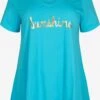Zizzi T-shirts Shirt Anna Dames Blauw