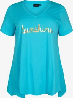 Zizzi T-shirts Shirt Anna Dames Blauw