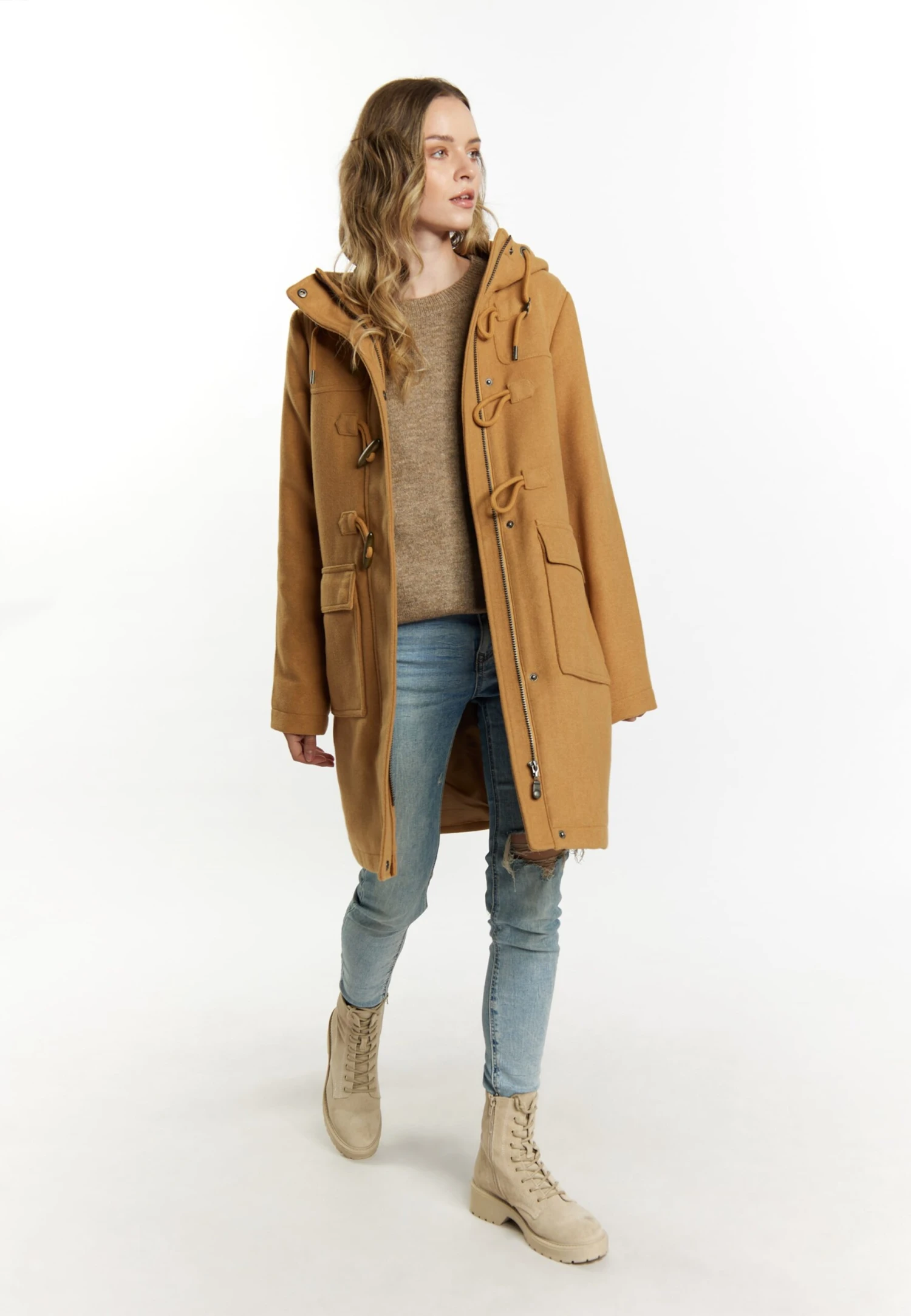 DreiMaster Vintage Duffelcoats Tussenmantel Dames Bruin - Afbeelding 4