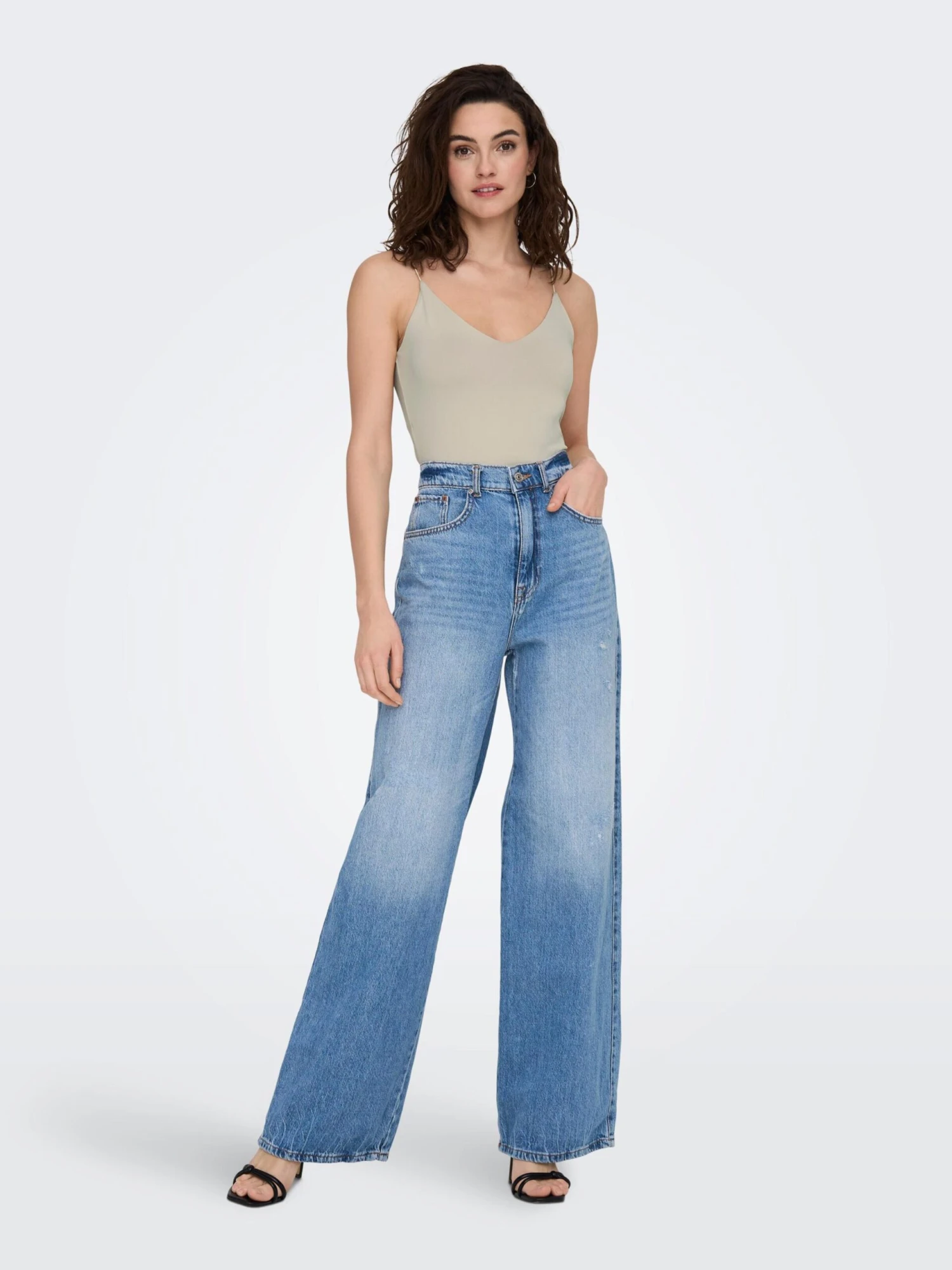 ONLY Spaghetti Tops Top Dames Donkerbeige - Afbeelding 6