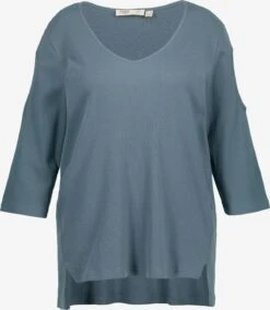 Ulla Popken Shirts Met 3/4 Mouw Shirt Dames Duifblauw