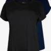 Zizzi T-shirts Shirt Katja Dames Navy / Zwart