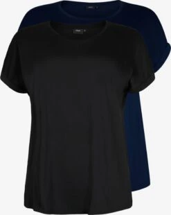 Zizzi T-shirts Shirt Katja Dames Navy / Zwart