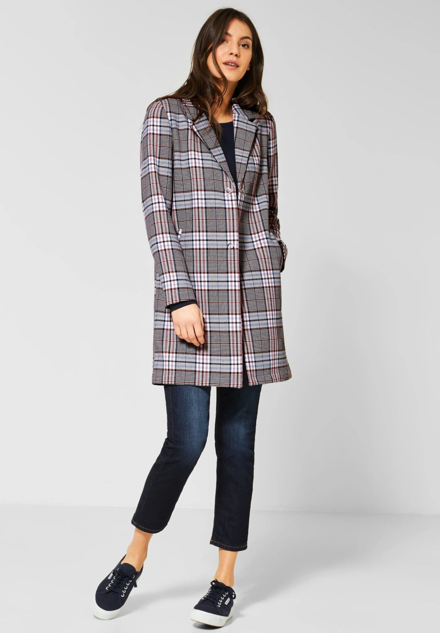 STREET ONE Korte Mantels Tussenmantel Dames Donkerblauw / Gemengde Kleuren - Afbeelding 4