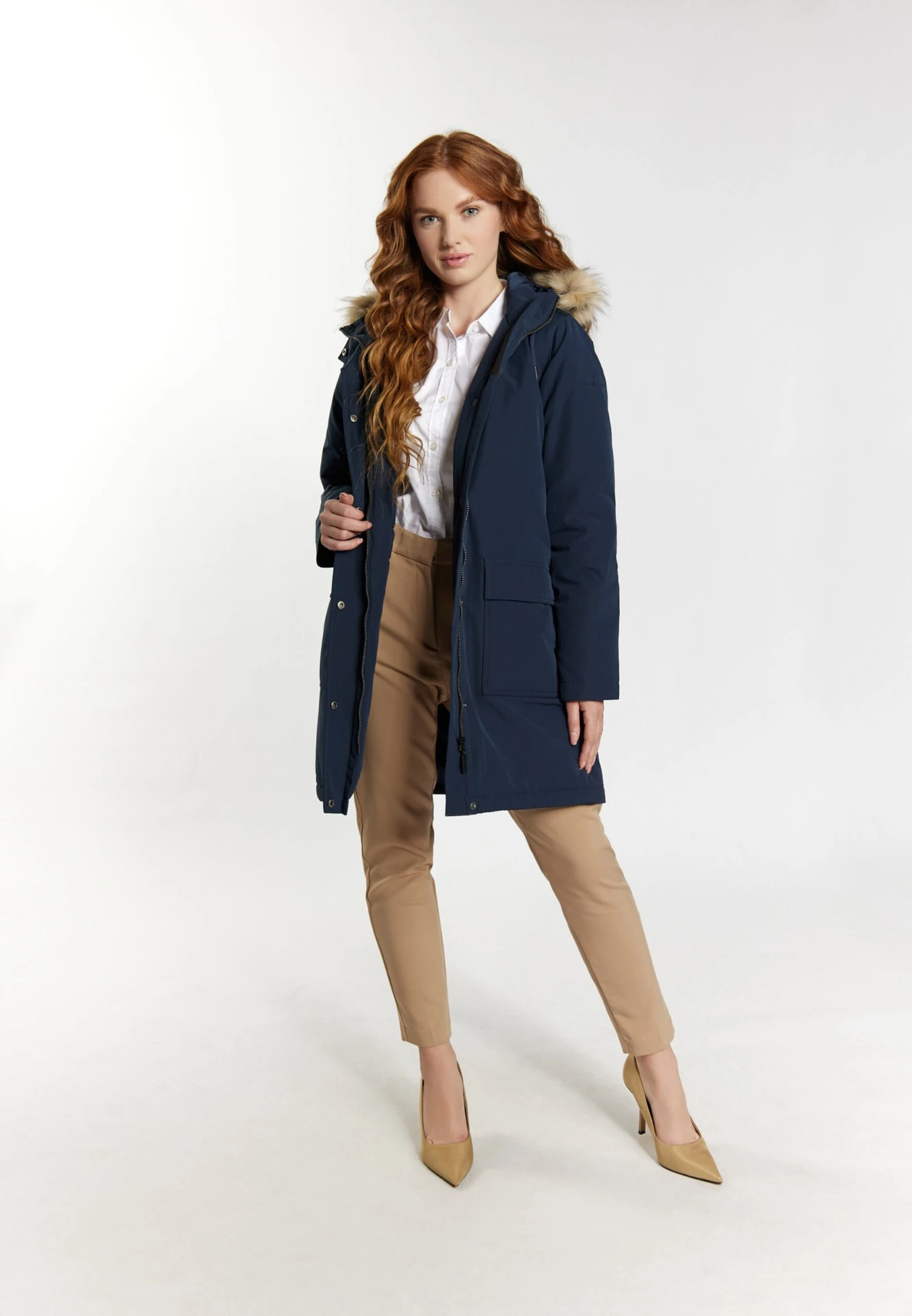 Parkas Winterparka Dames Nachtblauw - Afbeelding 4