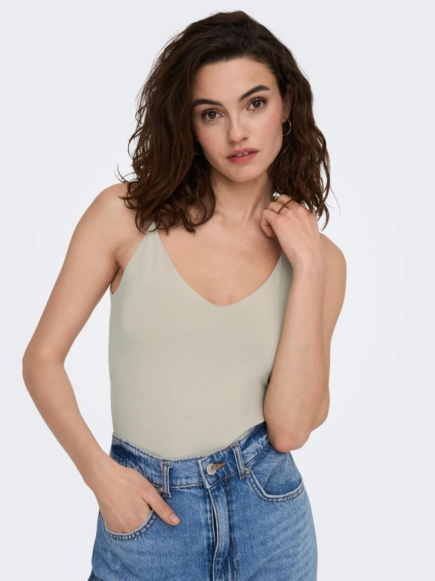 ONLY Spaghetti Tops Top Dames Donkerbeige - Afbeelding 4