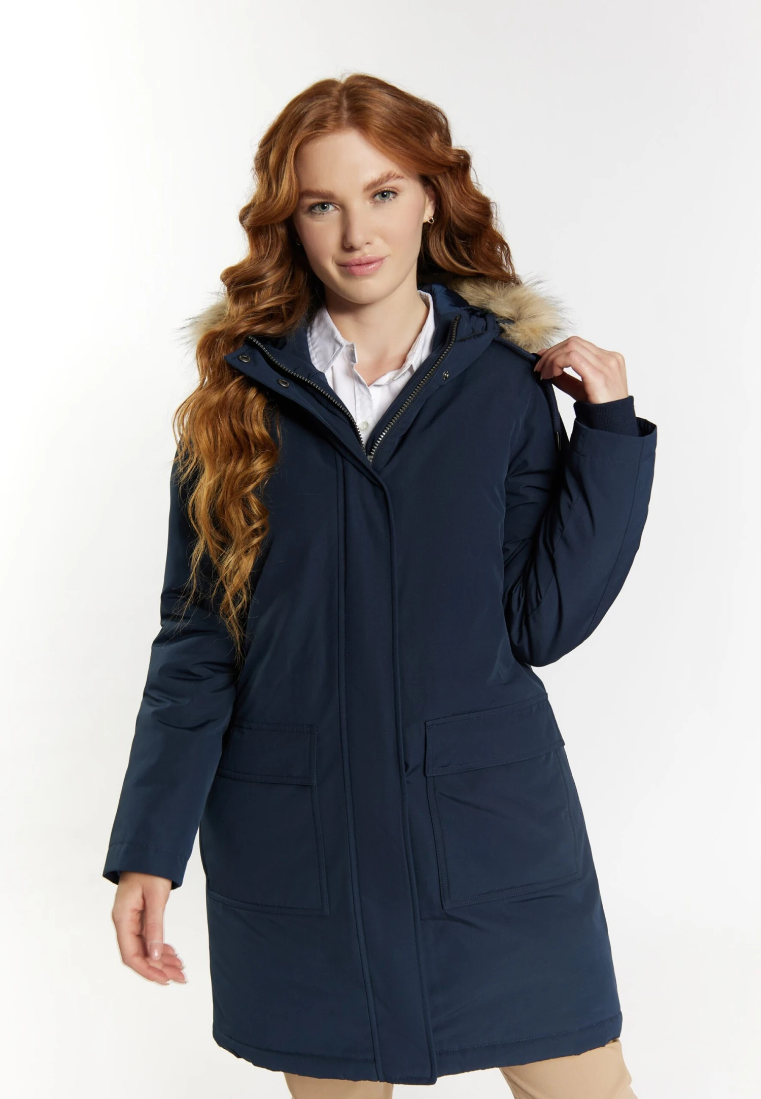Parkas Winterparka Dames Nachtblauw - Afbeelding 2