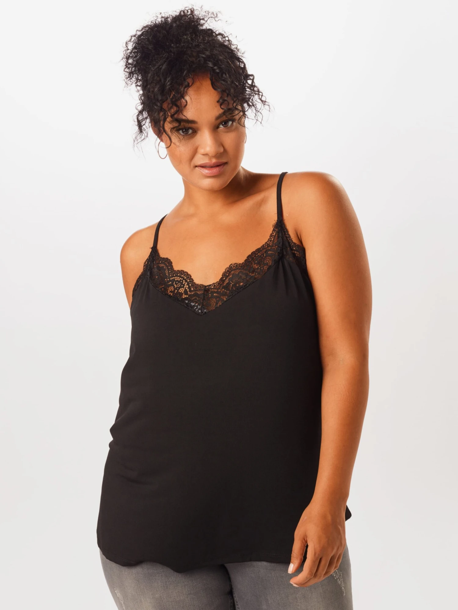 Vero Moda Curve Kanten Tops Top Ana Dames Zwart - Afbeelding 2