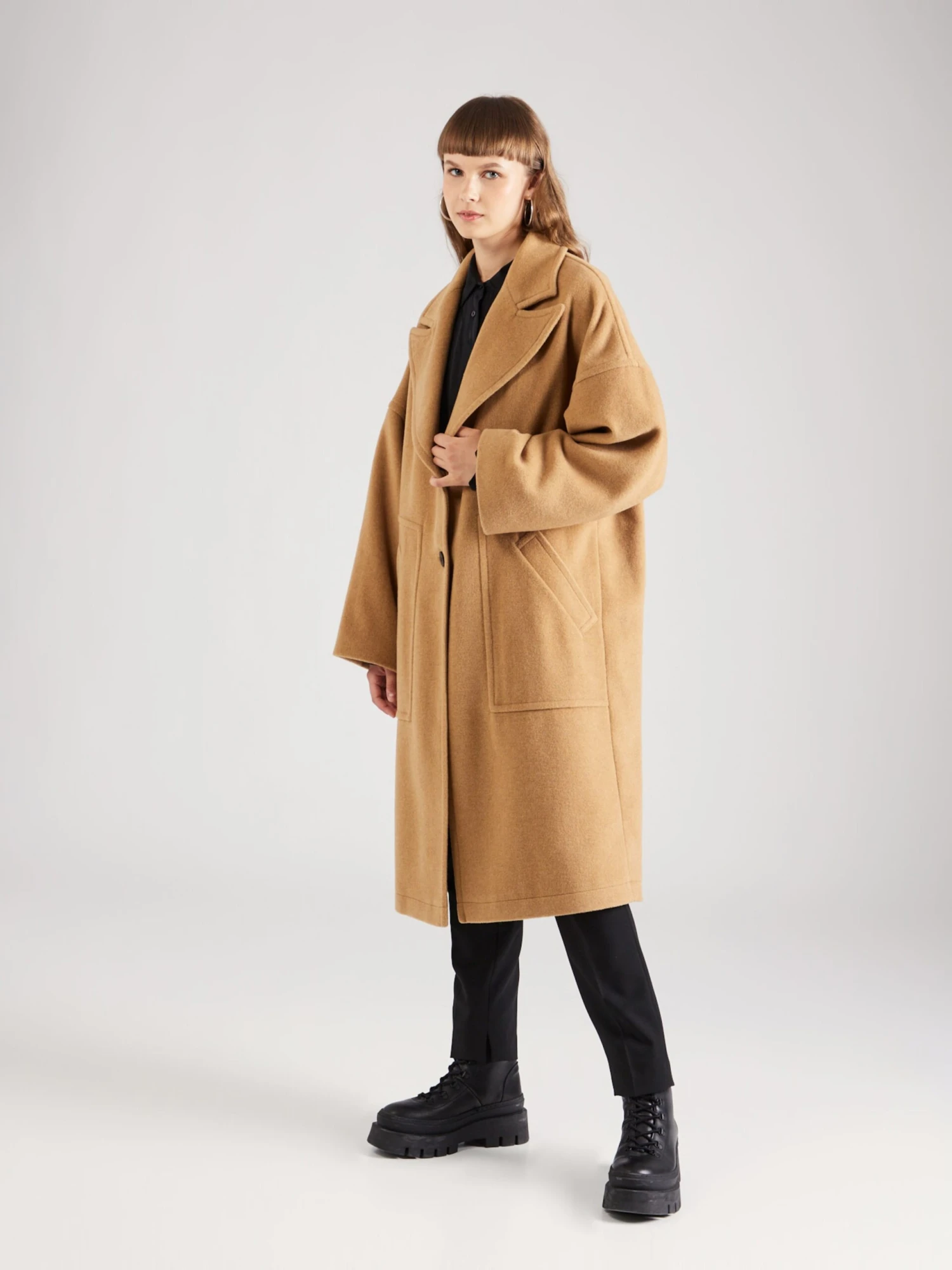 Hugo Wollen Mantels Tussenmantel Mauroko Dames Lichtbruin - Afbeelding 3