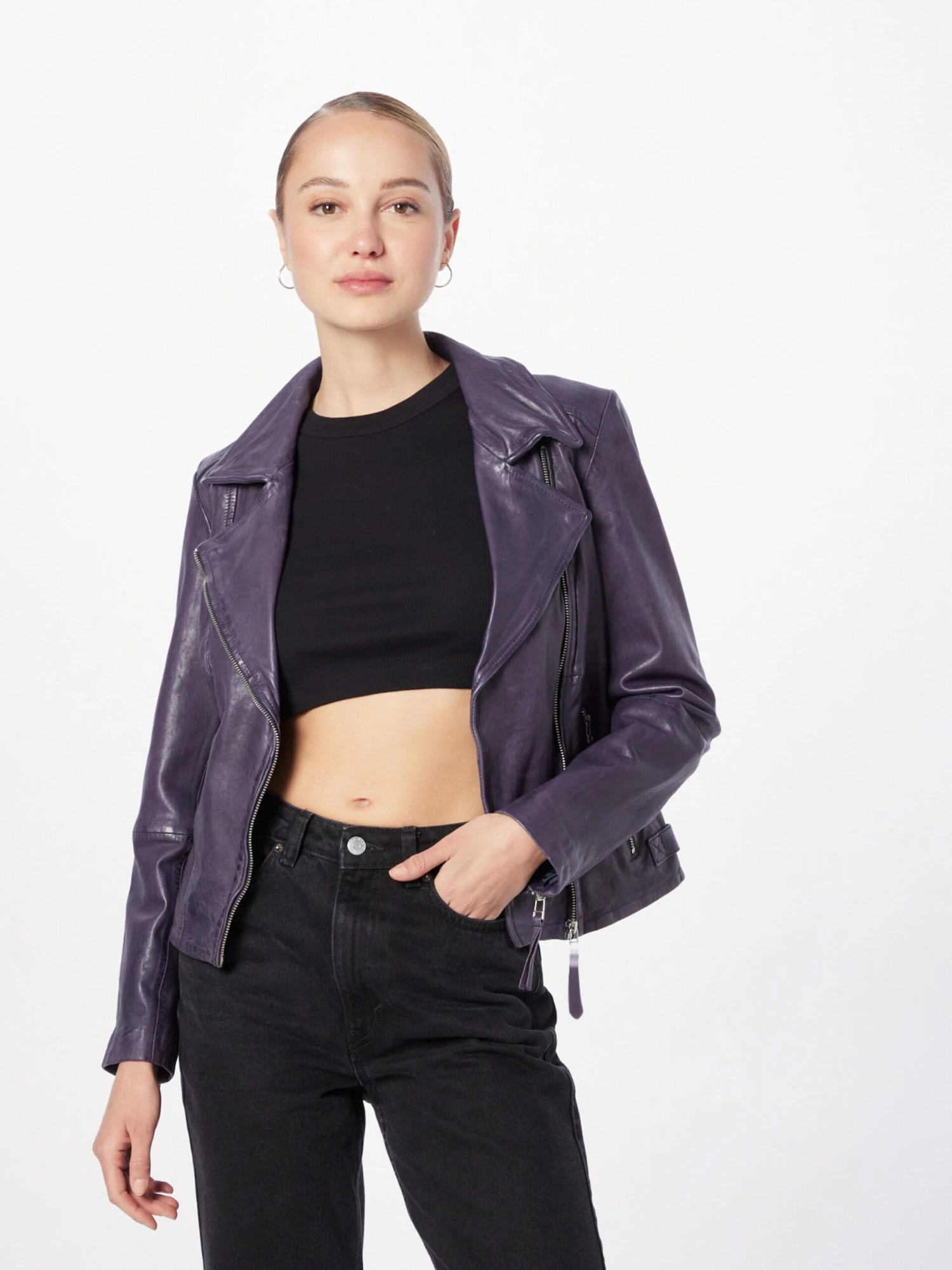 Freaky Nation Leren Jassen Tussenjas Dames Donkerlila - Afbeelding 3