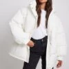 NA-KD Winterjassen Winterjas Dames Wit