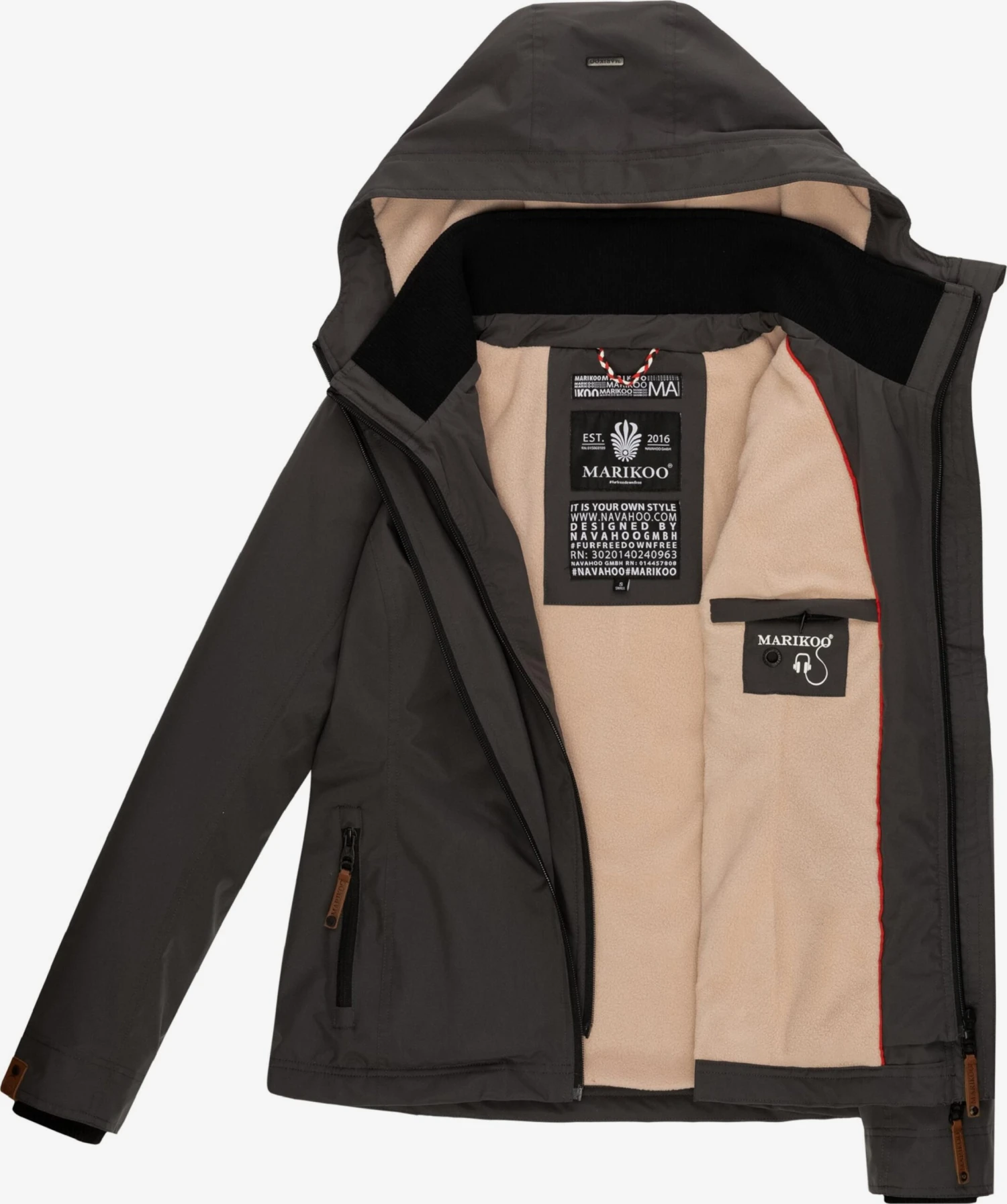 Marikoo Outdoor Jassen Functionele Jas Erdbeere Dames Antraciet - Afbeelding 4