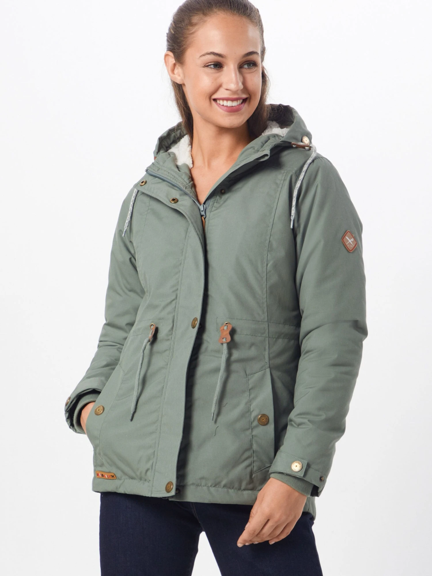 Iriedaily Parkas Winterparka Hopi Kishory Dames Olijfgroen / Lichtgroen - Afbeelding 3