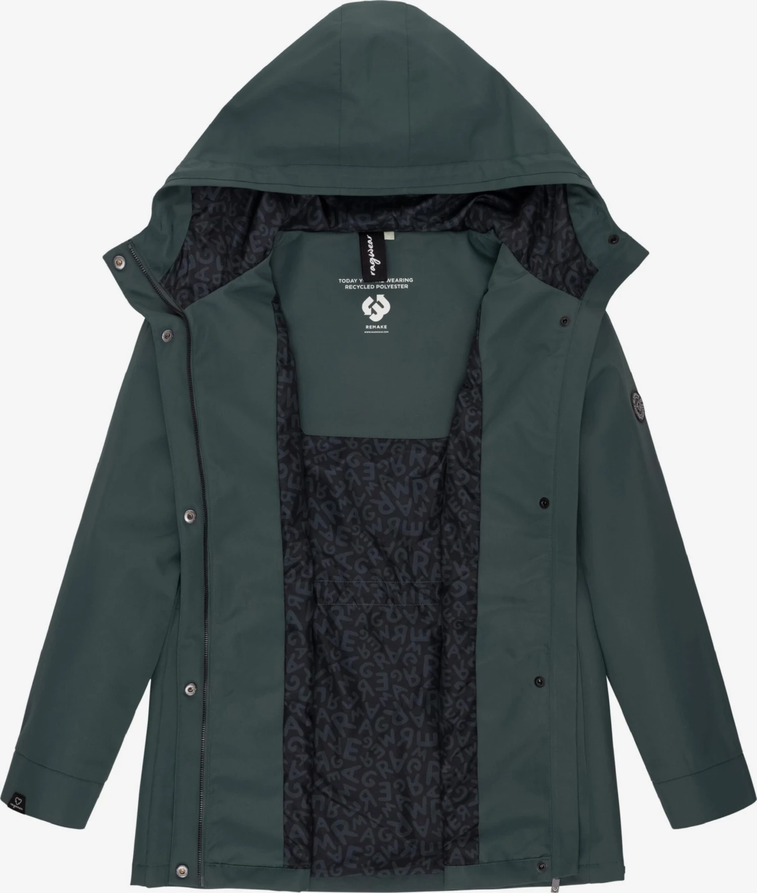 Ragwear Regenjassen Functionele Jas Urbanna Remake Dames Donkergroen - Afbeelding 5