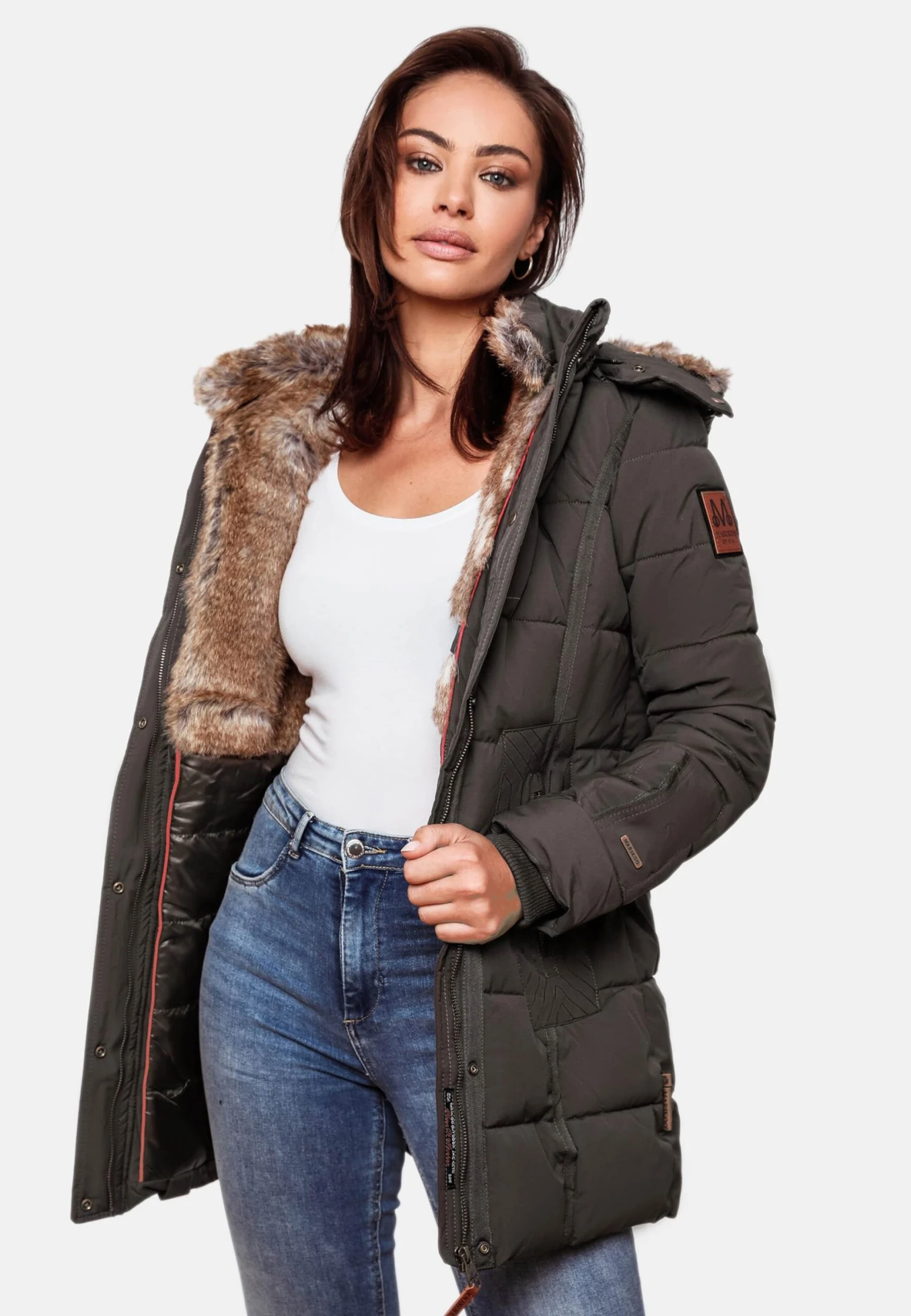 Marikoo Korte Mantels Wintermantel Dames Basaltgrijs - Afbeelding 11