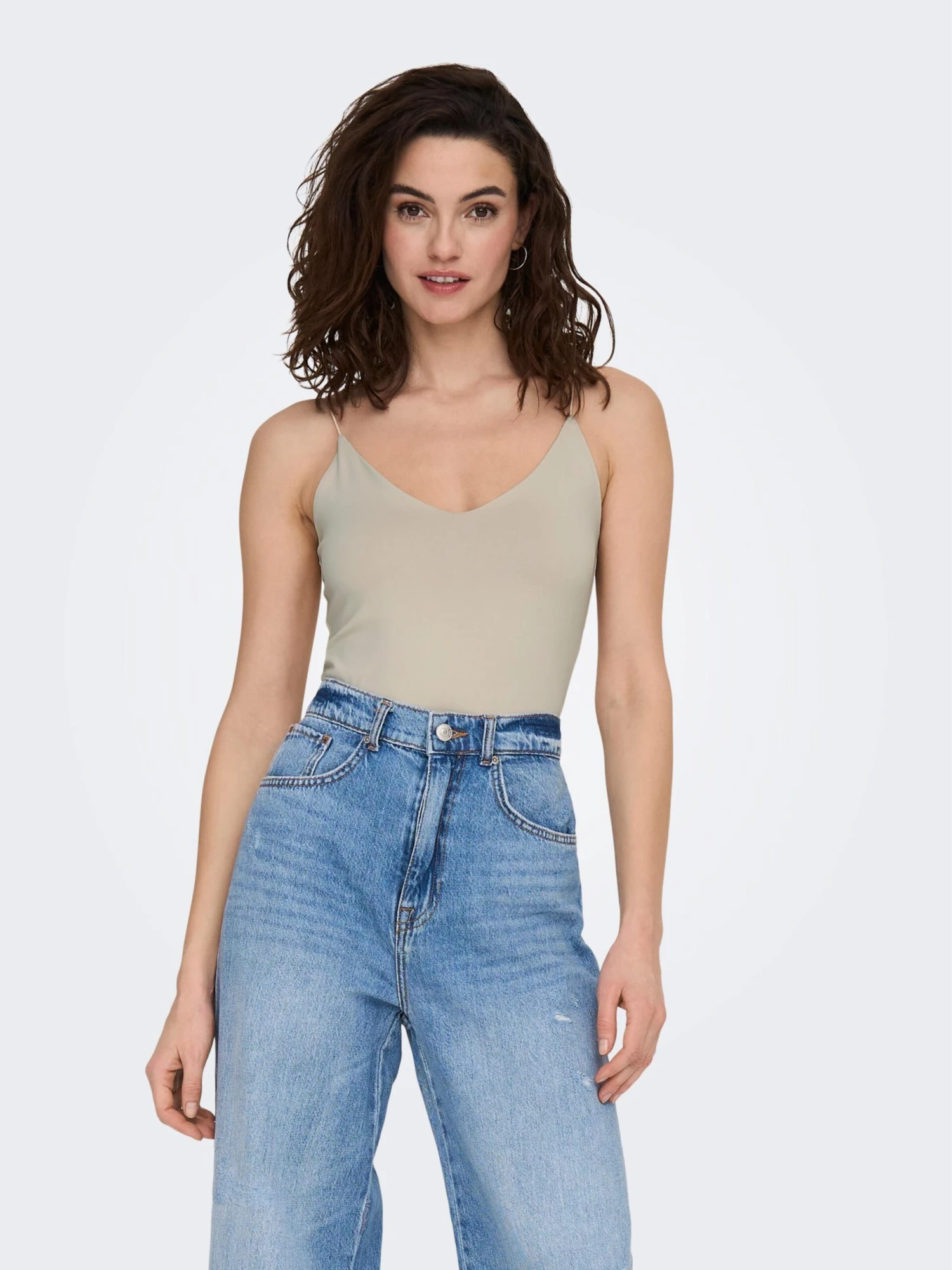 ONLY Spaghetti Tops Top Dames Donkerbeige - Afbeelding 3