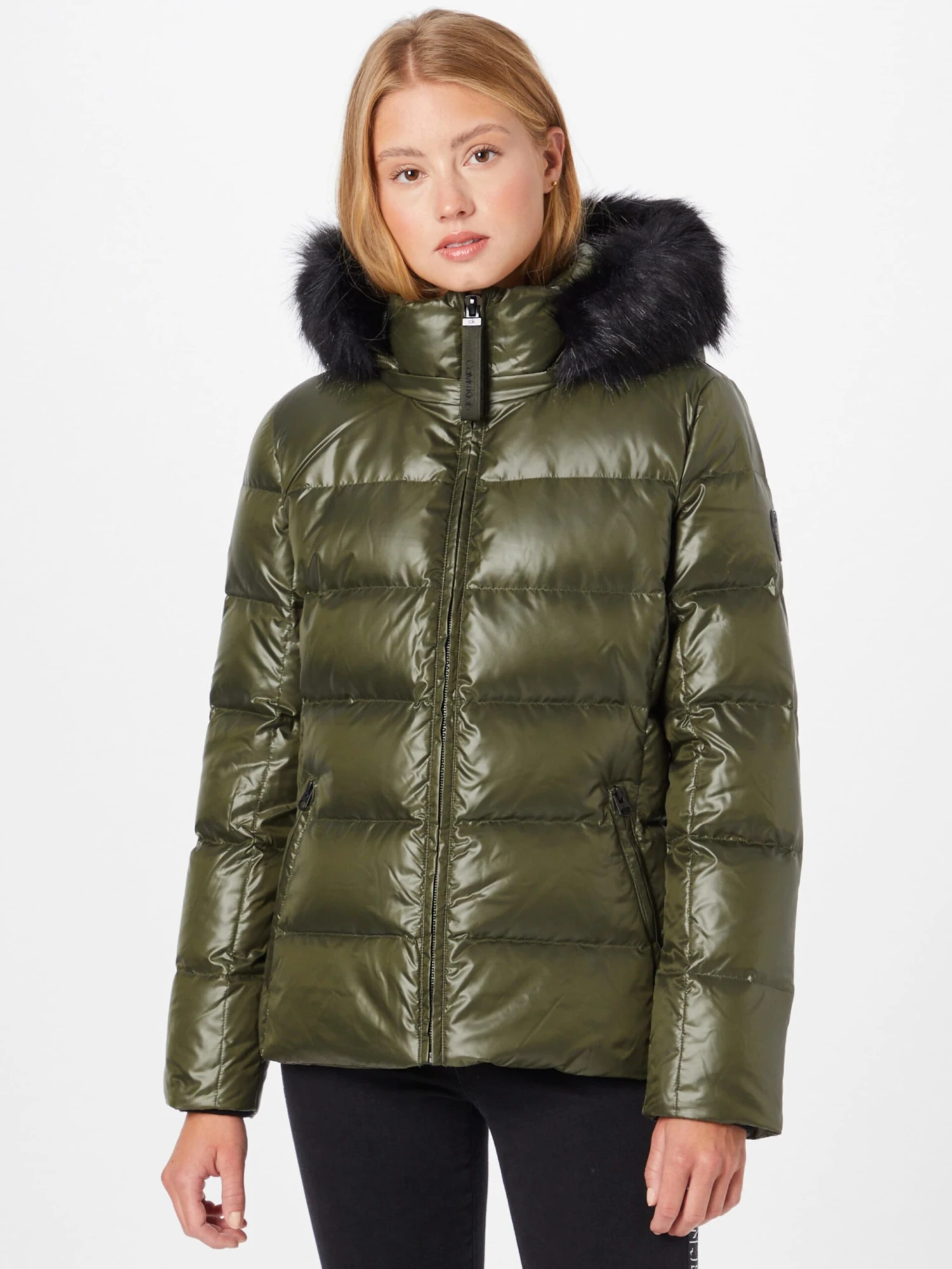 Calvin Klein Donsjassen Winterjas Dames Olijfgroen - Afbeelding 3