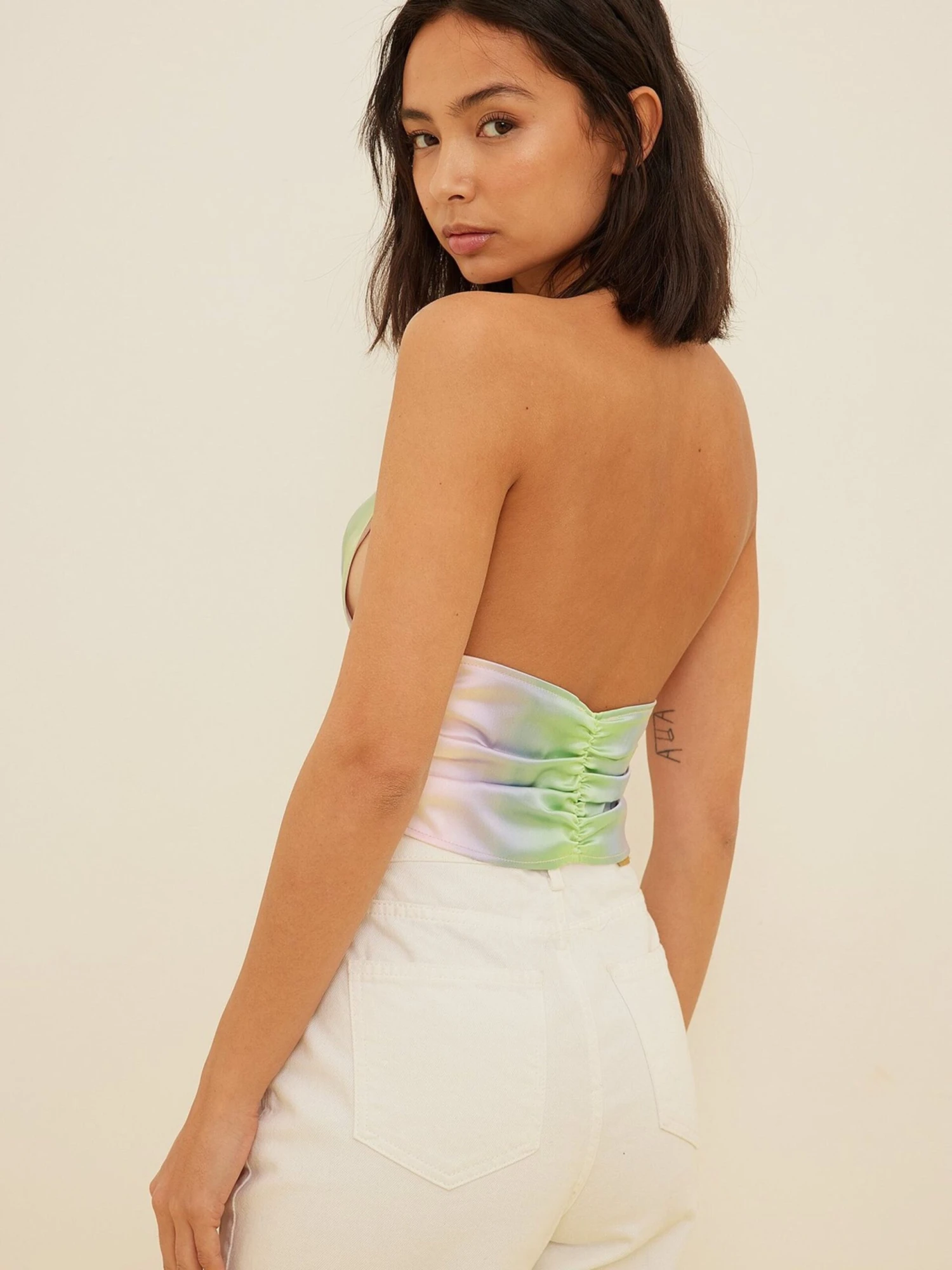 NA-KD Crop Tops Top Dames Lichtgroen - Afbeelding 2