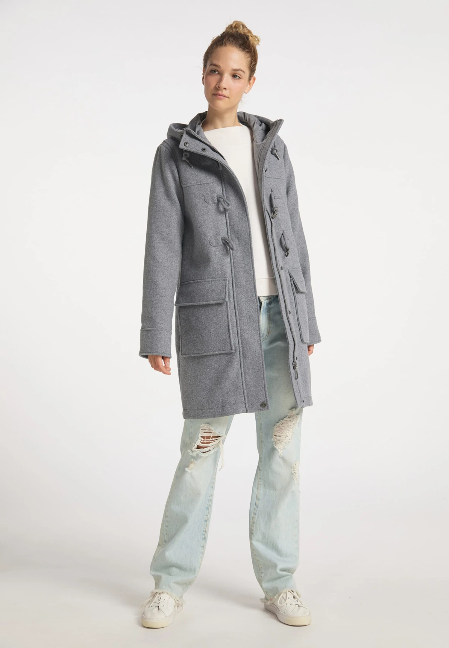 DreiMaster Vintage Duffelcoats Tussenmantel Dames Grijs Gemêleerd - Afbeelding 4