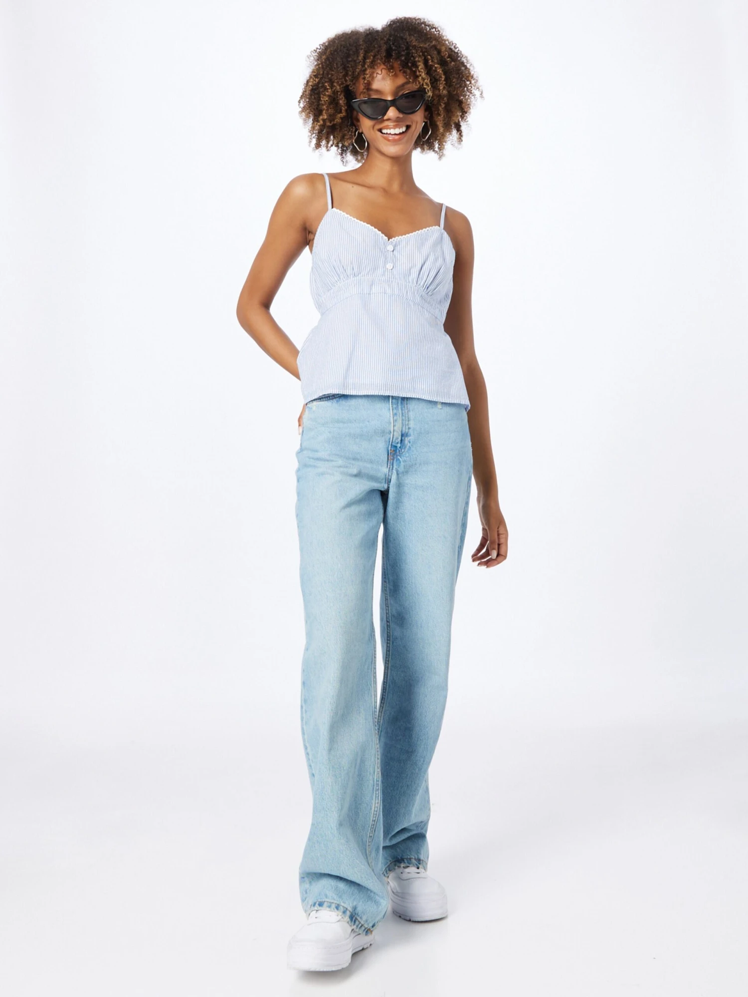 Hollister Blouse Tops Blouse Dames Lichtblauw / Wit - Afbeelding 5